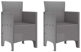 vidaXL Kerti Szék 2 pcs Világosszürke 53 x 49 x 85 cm Polipropilén