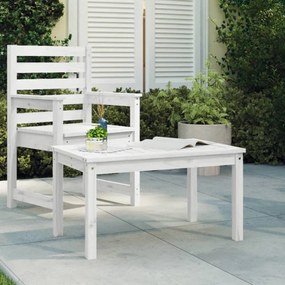 Fehér tömör fenyőfa kerti asztal 82,5x50,5x45 cm