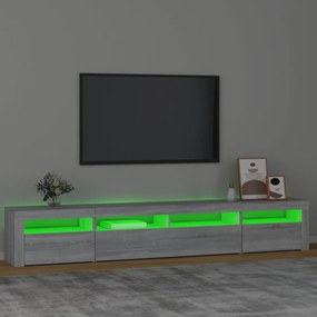 szürke sonoma színű TV-szekrény LED-lámpákkal 240x35x40 cm