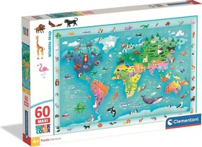 Térkép Wildlife 60 db-os maxi puzzle Clementoni