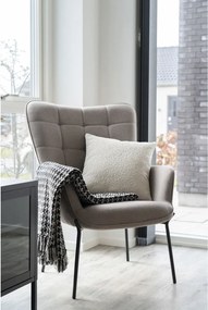 Side pléd, kockás mintázat, 130x180 cm, Fekete/Beige