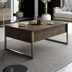 Dohányzóasztal Luxe - Walnut, Gold