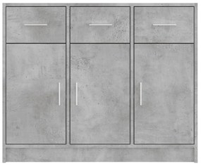 betonszürke szerelt fa tálalószekrény 91x28x75 cm