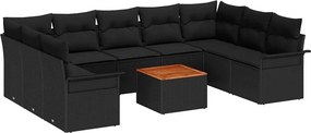 vidaXL Kerti Kanapé Szett tárolóval 10 pcs Fekete polirattan