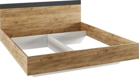 Dupla ágy, 180x200,  tölgy artisan/antracit, GABRIELA