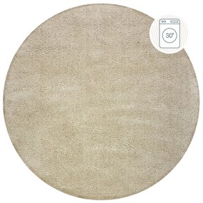 Bézs mosható kerek szőnyeg újrahasznosított szálakból 133x133 cm Fluffy – Flair Rugs