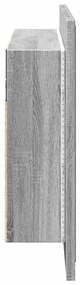 szürke sonoma akril LED-es tükrös fürdőszobaszekrény 80x12x45cm