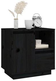 2 db fekete tömör fenyőfa éjjeliszekrény 50 x 34 x 50 cm
