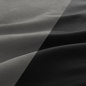 Tokio sarokkanapé, L alakú háttámlával, 2 ágyneműtartóval, bársony + műbőr, baloldali, szürke - fekete