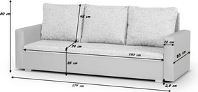 LEO Háromszemélyes kinyitható kanapé Barna/bronz