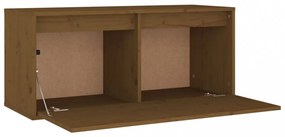 mézbarna tömör fenyőfa faliszekrény 80 x 30 x 35 cm