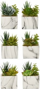 Műnövény márvány cserépben 6 db Művirág a nappaliba Kpl