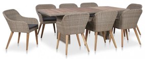 9 részes kültéri polyrattan étkezőgarnitúra párnákkal