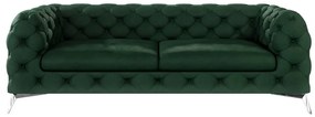 Sötétzöld bársony kanapé 225 cm Chelsea – Ropez