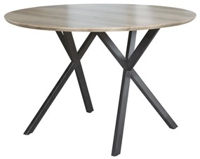 Étkezőasztal, szürke tölgy/fekete, átmérő 100 cm, AKTON