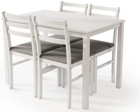 MAZZONI EXPORT TORINO étkezőgarnitúra asztal + 4 szék Fehér/Világosszürke (Savana 21 szövet) - FA ÉTKEZŐ GARNITÚRA KONYHÁBA/ÉTKEZŐBE