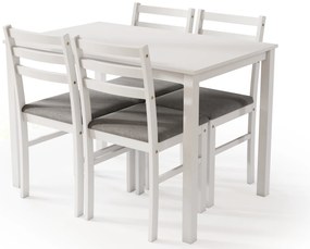 MAZZONI EXPORT TORINO étkezőgarnitúra asztal + 4 szék Fehér / Világosszürke (Savana 21)