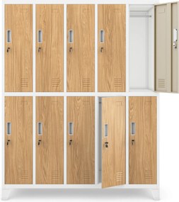 BHP öltözőszekrény fehér/arany tölgy: Eco Design 10 ajtós BARTEK