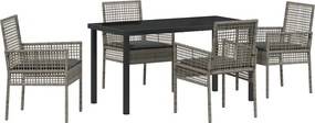 vidaXL Kert étkező szett párnával 5 pcs Szürke polirattan