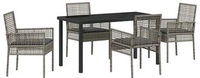 vidaXL Kert étkező szett párnával 5 pcs Szürke polirattan