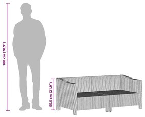 2 darabos szürke polyrattan kerti bútor szett párnákkal