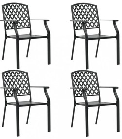 4 darab fekete acél kültéri szék rácsos dizájnnal