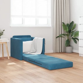 2 az 1-ben Floor Sofa Bed Kék 74x77x81 cm Bársonyos