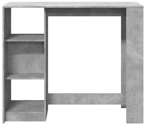 betonszürke szerelt fa bárasztal polccal 124 x 46 x 103,5 cm