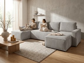 U alakú ülőgarnitúra SMART COSARO 295x140 cm, világosszürke