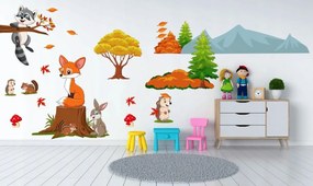 Boldog erdei állatok színes gyerek falmatrica 100 x 200 cm