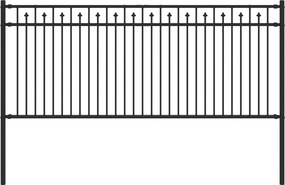 vidaXL Tüske Kerítés Fekete 200 x 130 cm Porszórt acél