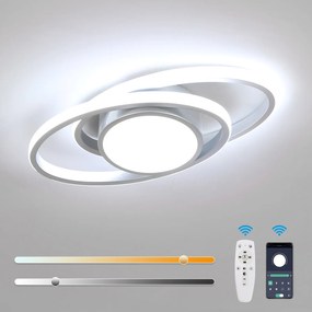 Lampa Sufitowa Led Plafon Wiszaca Srebro Nowoczesna Ściemnialna+pilot 39W