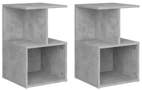 2 db betonszürke szerelt fa éjjeliszekrény 35 x 35 x 55 cm