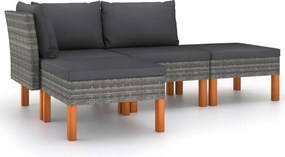 vidaXL 4 részes szürke polyrattan kerti ülőgarnitúra párnákkal