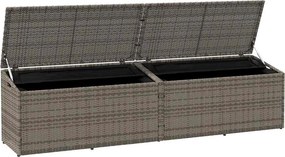 Szürke Polyrattan Kerti Tárolóláda 220X50X58 Cm