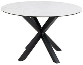 Asztal Oakland 1008Fehér márvány, Fekete, 76cm, Kerámia, Üveg, Fém