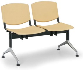 Design műanyag pad, 2 üléses, sárga