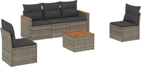 vidaXL 6 részes szürke polyrattan kerti ülőgarnitúra párnákkal