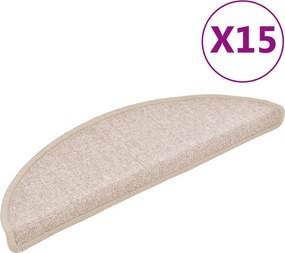 vidaXL 15 db lépcsőszőnyeg 56 x 17 x 3 cm bézs félkör alakú