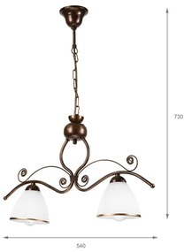 Csillár láncon RETRO 2xE27/60W/230V réz/patinás