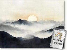 Fotótapéta Flizelina Tájkép Hegyek Köd Nap Hajnal Reggel 100x75 ragasztó