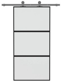 Fekete edzett üveg és alumínium tolóajtó 102,5 x 205 cm