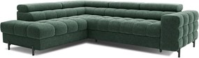 Zöld buklé kinyitható-tárolóhelyes sarokkanapé (bal oldali-L alakú) Ferucce – ELTAP