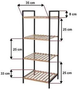 Tromso fürdőszobai polc, 4 polc, 38 x 95 x 32,5cm