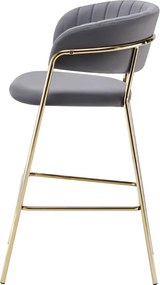 Design bárszék, szürkésbarna Velvet szövet/gold króm arany, DASMIN TYP 2