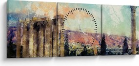 Kép - akropolisz, Athens, Görögország (órával) (90x30 cm)