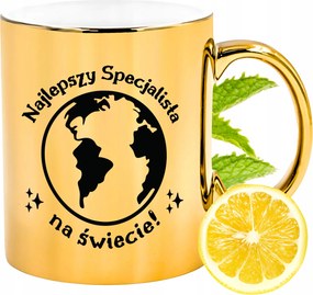 Arany csillogó bögre szakembernek ajándék fényképes nyomtatással