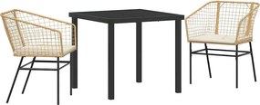 vidaXL Kert étkező szett 3 pcs Barna polirattan