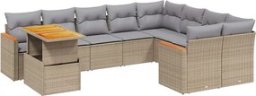 vidaXL 10 részes bézs polyrattan kerti ülőgarnitúra párnával