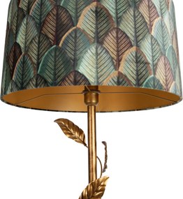 Arany színű állólámpa levélmintás lámpabúrával és arany belsővel 50 cm - Linden